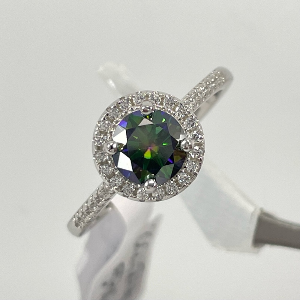 1ct Rainbow Moissanite Round Cut Halo Solid Silver Elegant Ring 8